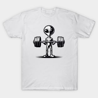 alien gym weightlifting T-Shirt
